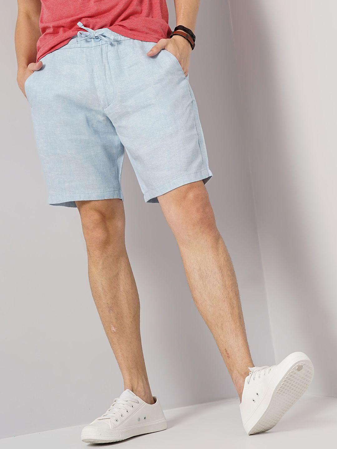 celio men loose fit mid-rise linen shorts