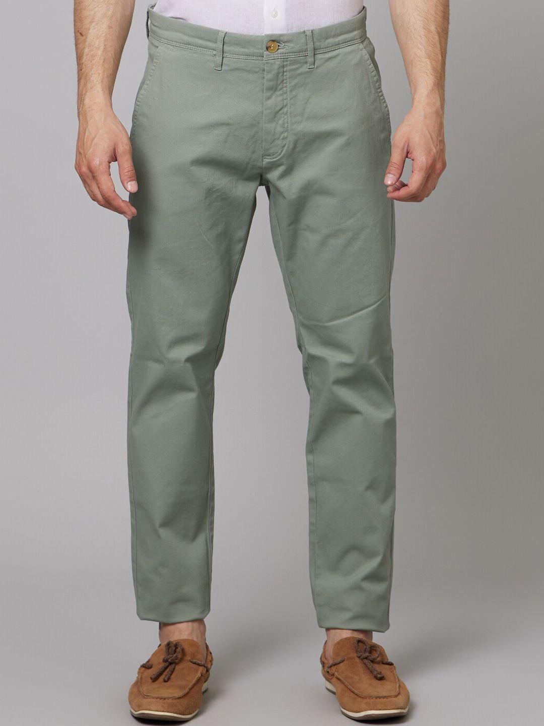 celio men mid rise plain cotton slim fit chinos trousers