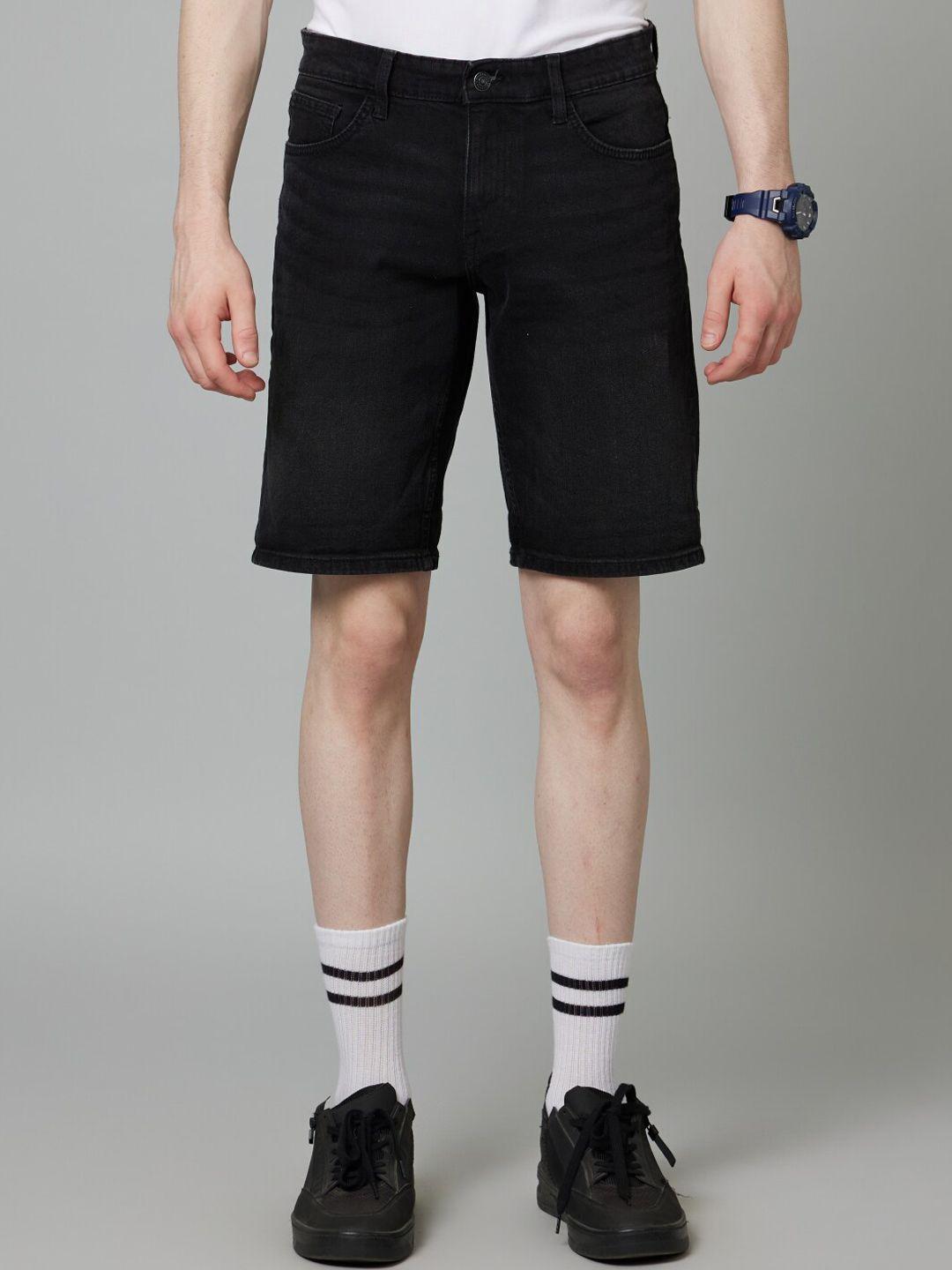 celio men mid-rise cotton denim shorts
