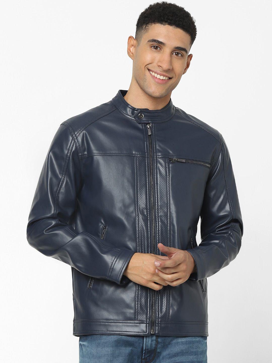 celio mock collar biker jacket