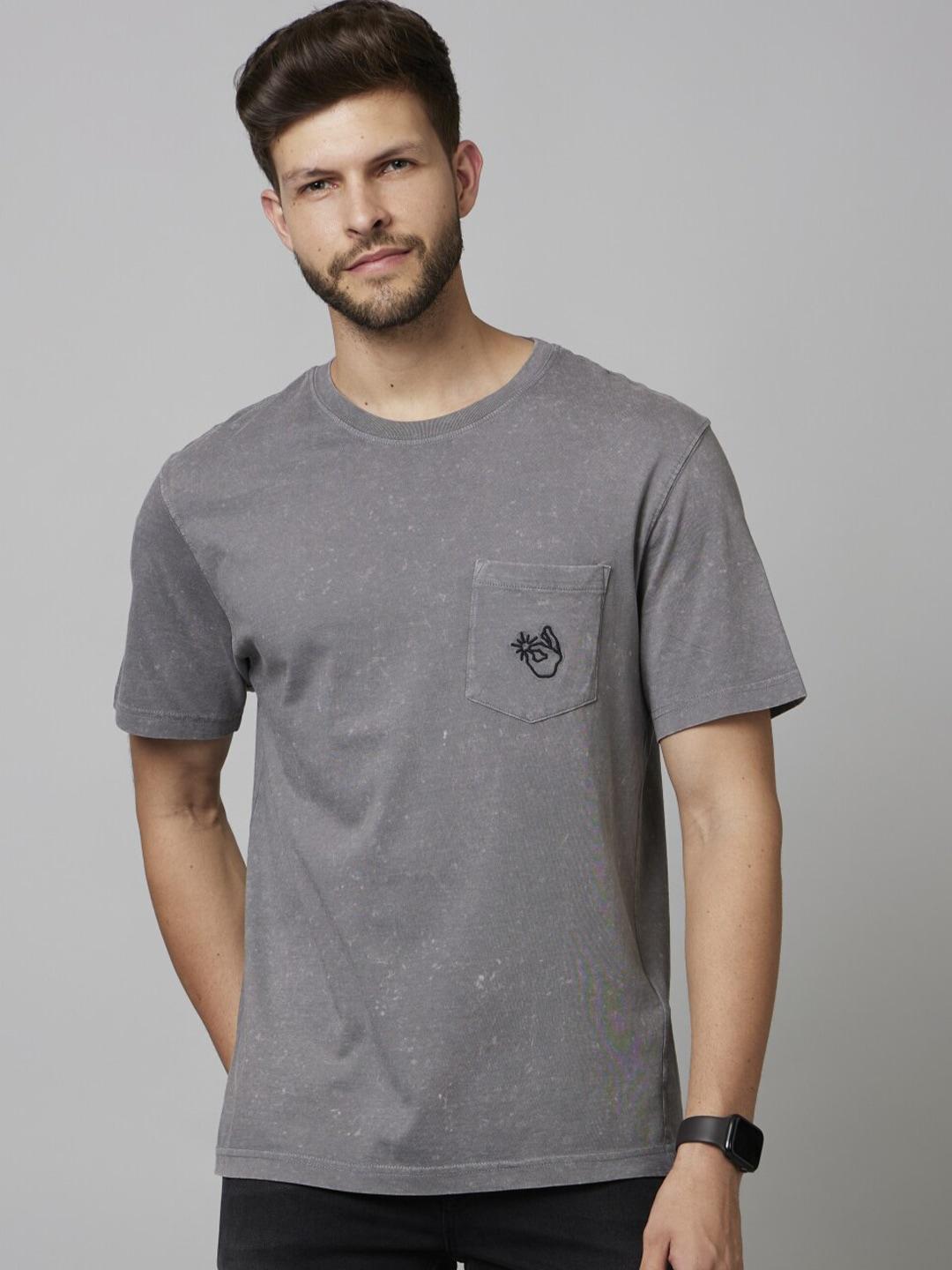 celio round neck relaxed fit knitted cotton t-shirt