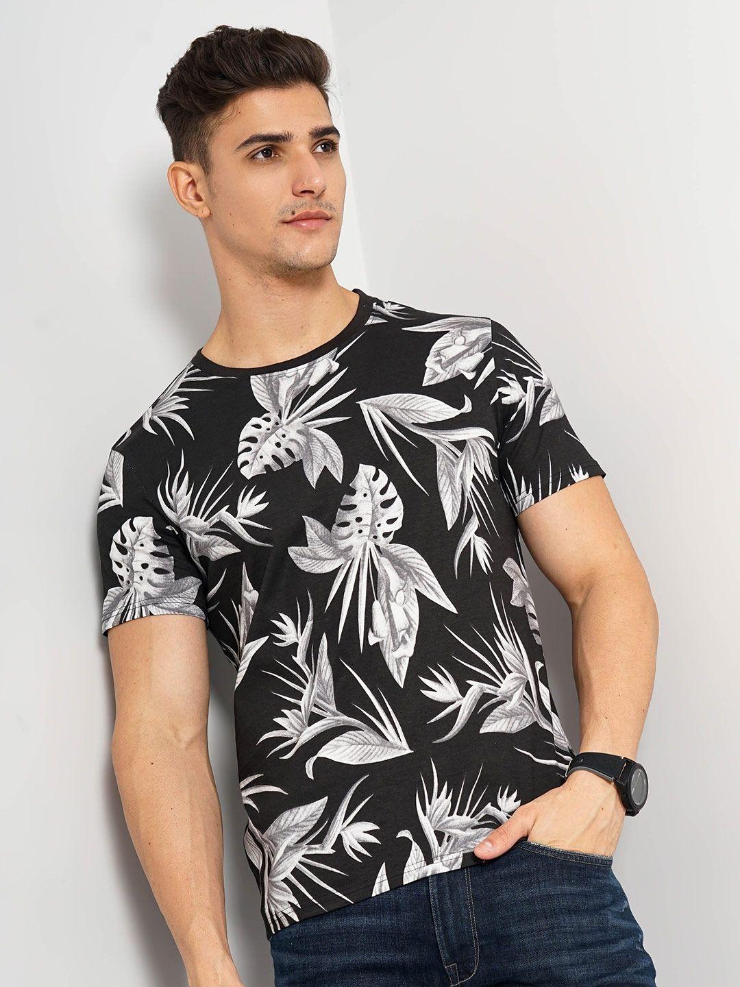 celio tropical printed cotton t-shirt
