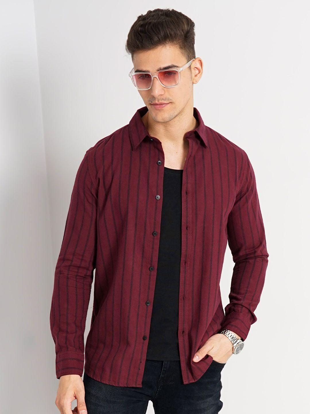 celio vertical striped classic regular fit opaque cotton casual shirt