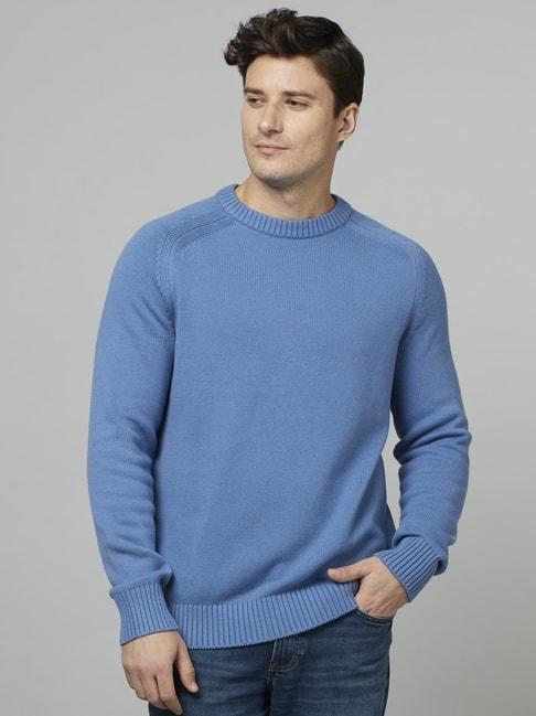 celio* light blue cotton regular fit sweater