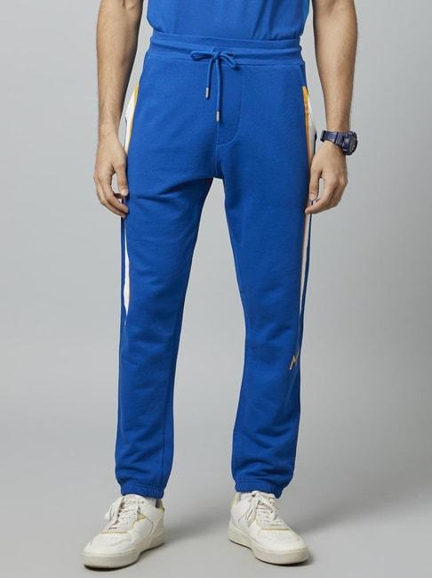 celio* mumbai indians blue cotton regular fit jogger pants