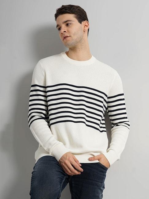 celio* off white regular fit striped sweater