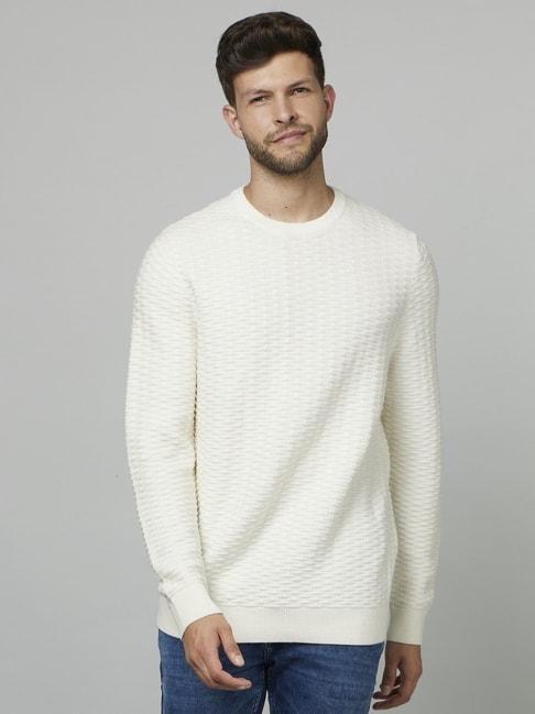 celio* white cotton regular fit sweater