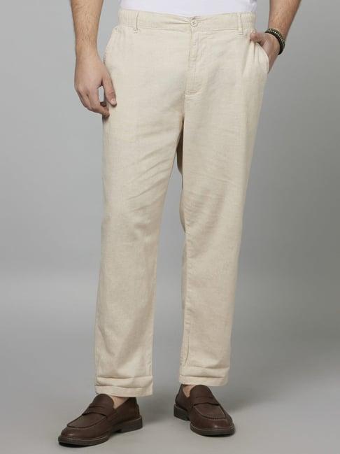 celio* beige regular fit trousers