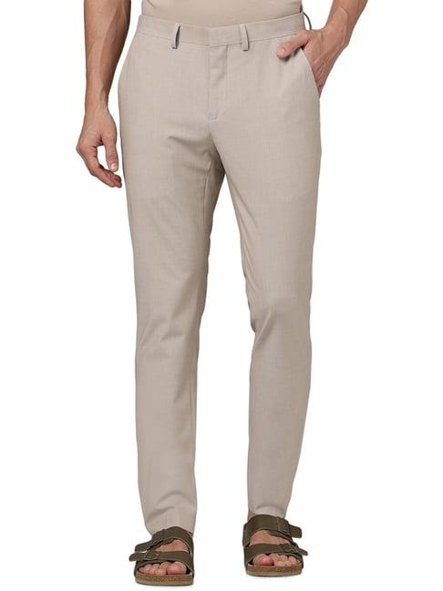 celio* beige slim fit flat front trousers