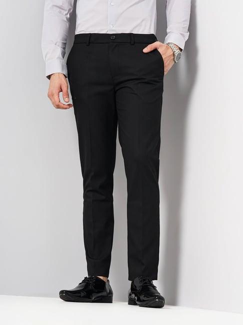 celio* black slim fit flat front trousers