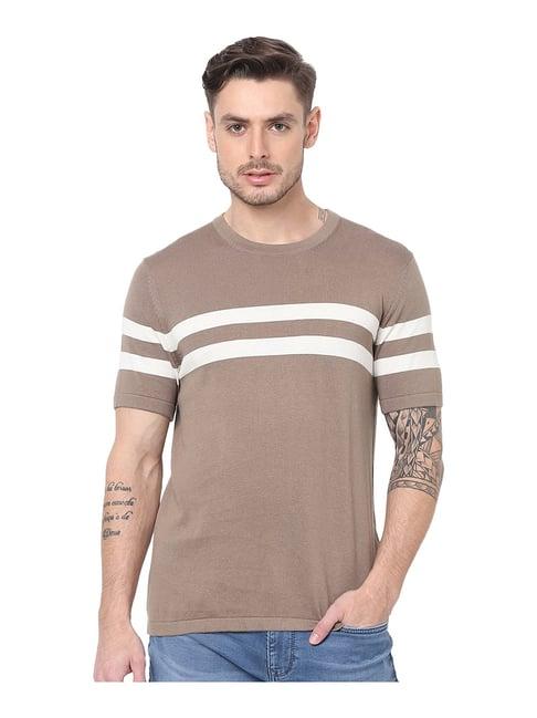 celio* brown cotton crew t-shirt