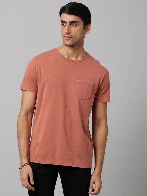 celio* brown cotton regular fit t-shirt