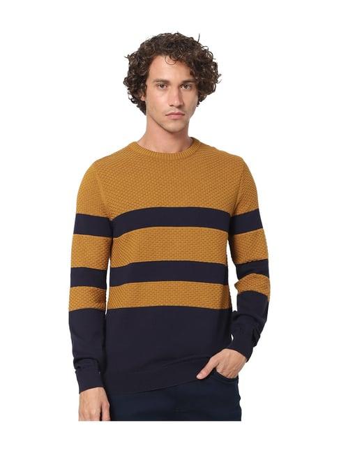 celio* brown full sleeves straight fit sweater