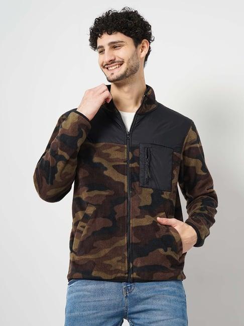 celio* brown regular fit camo print jacket