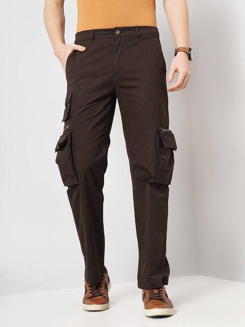 celio* brown straight fit cotton cargos