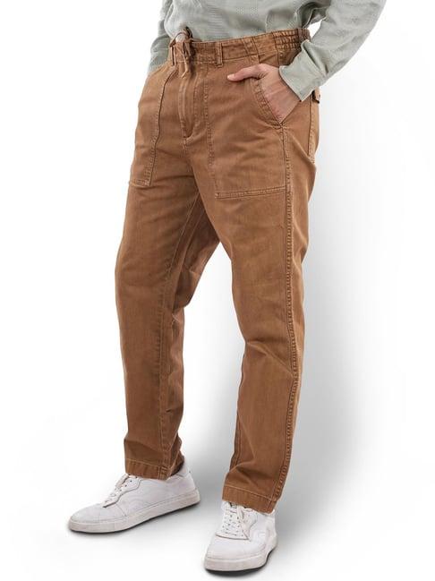 celio* camel regular fit trousers