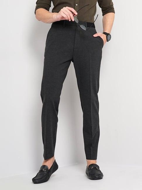 celio* charcoal slim fit flat front trousers