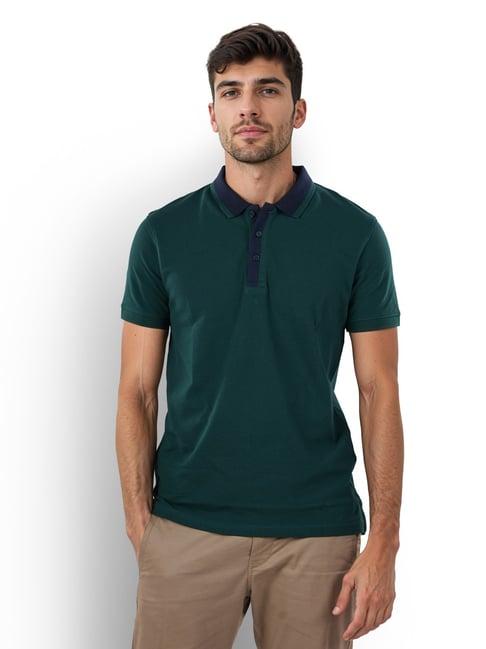 celio* green cotton regular fit polo t-shirts