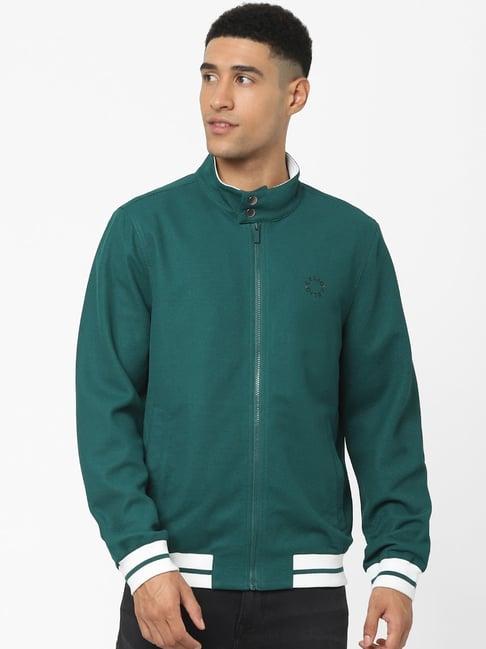 celio* green cotton regular fit striped jackets