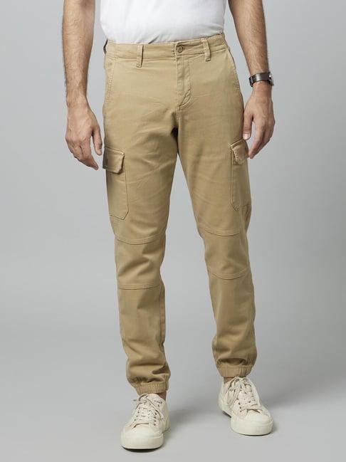 celio* khaki cotton regular fit jogger pants