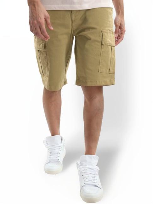 celio* khaki regular fit cargo shorts