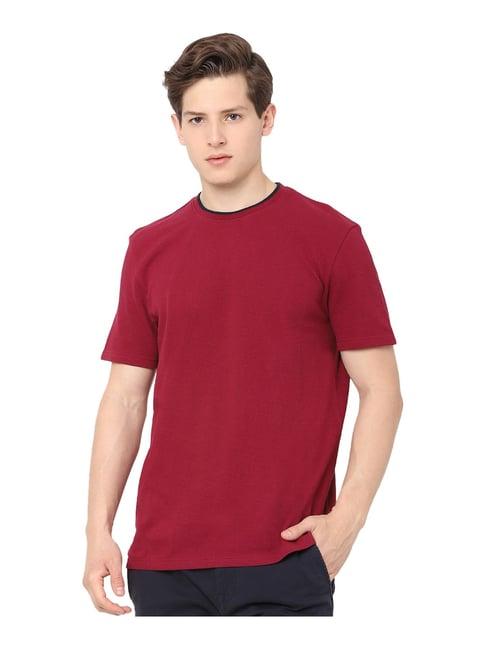 celio* maroon cotton crew t-shirt