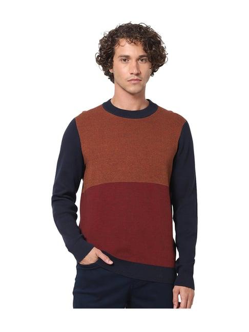 celio* navy & red full sleeves straight fit sweater