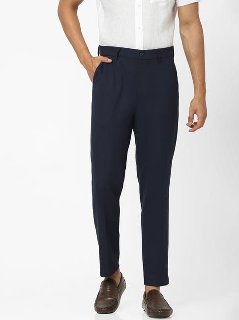 celio* navy cotton regular fit trousers