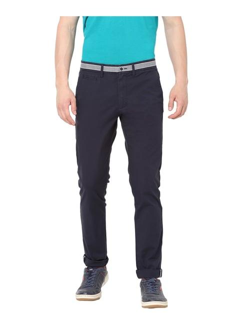 celio* navy slim fit flat front trousers