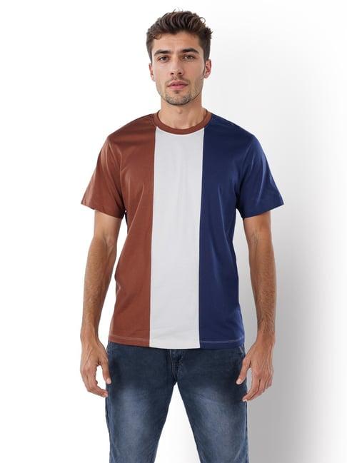 celio* navy straight fit colour block t-shirt