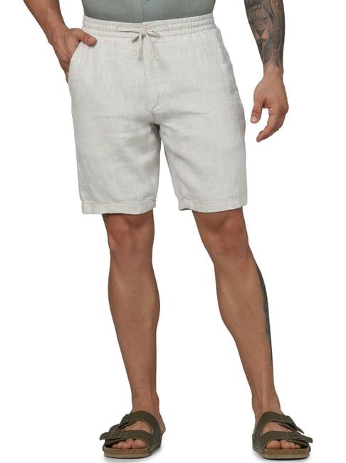 celio* off white regular fit linen shorts