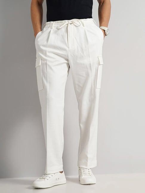 celio* off white regular fit pleated trousers