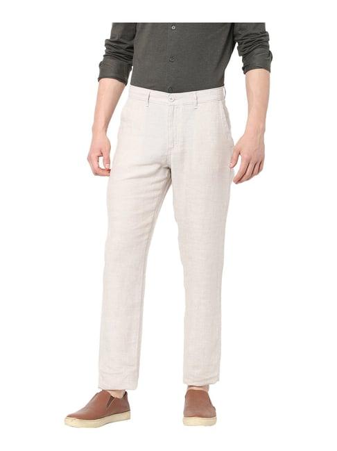 celio* off white slim fit flat front trousers