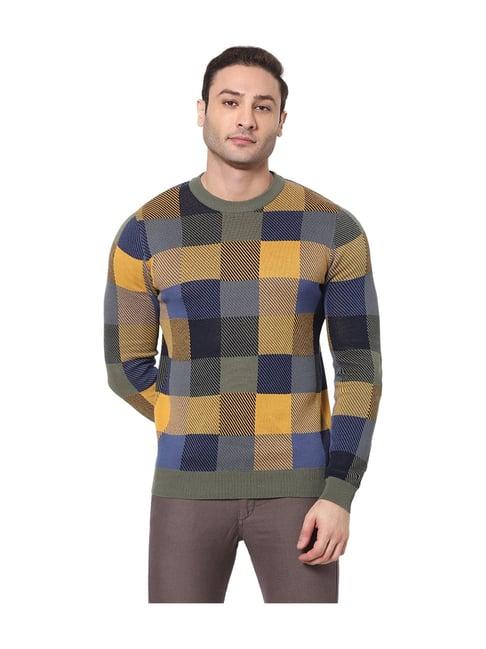 celio* olive cotton full sleeves sweater