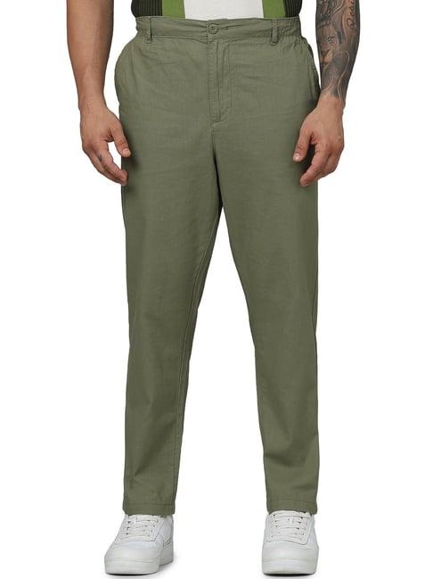 celio* olive regular fit flat front trousers