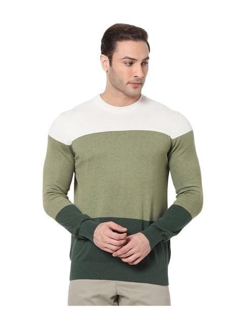 celio* olive straight fit full sleeves sweater