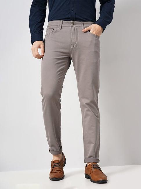 celio* taupe slim fit flat front trousers