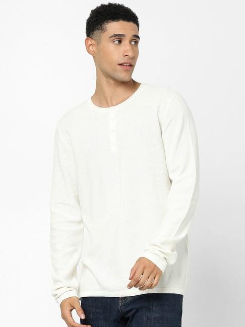 celio* white cotton regular fit sweaters