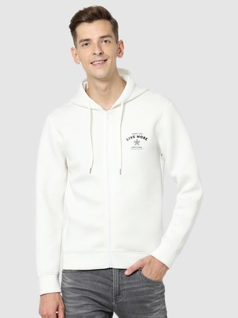 celio* white full sleeves hooded sweatshirt