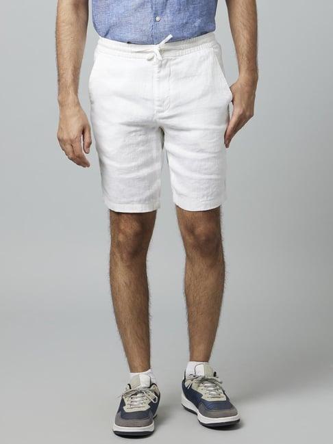 celio* white linen regular fit shorts