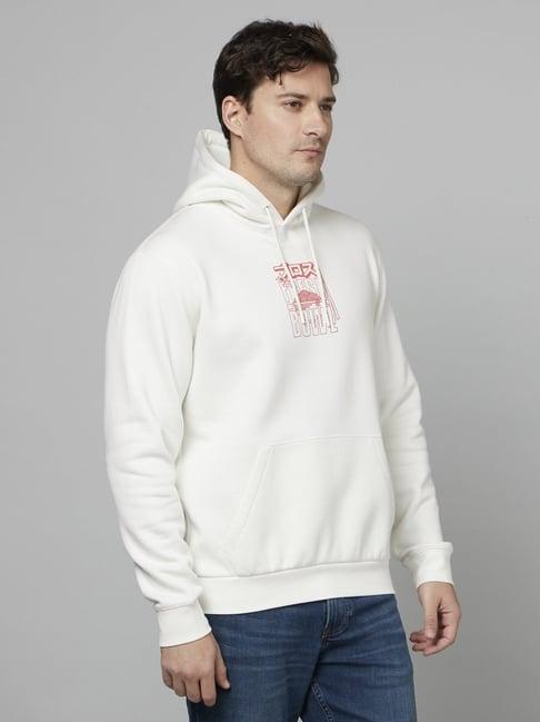 celio* white regular fit printed hooded sweatshirt