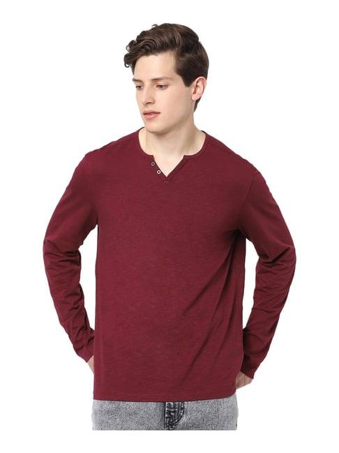 celio* wine v-neck t-shirt