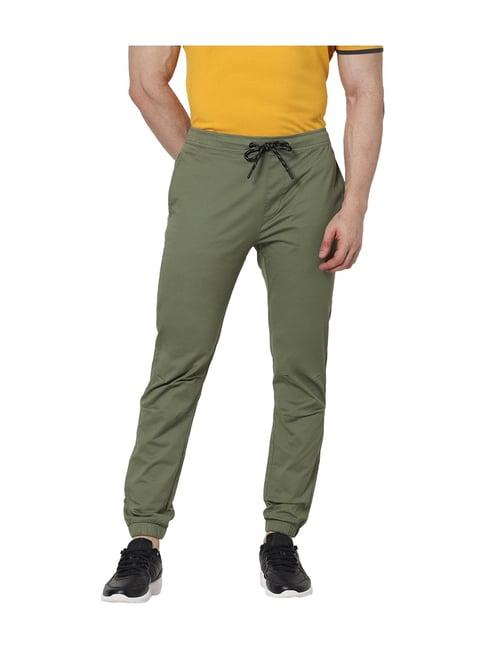 celio*olive solid straight fit jogger pants