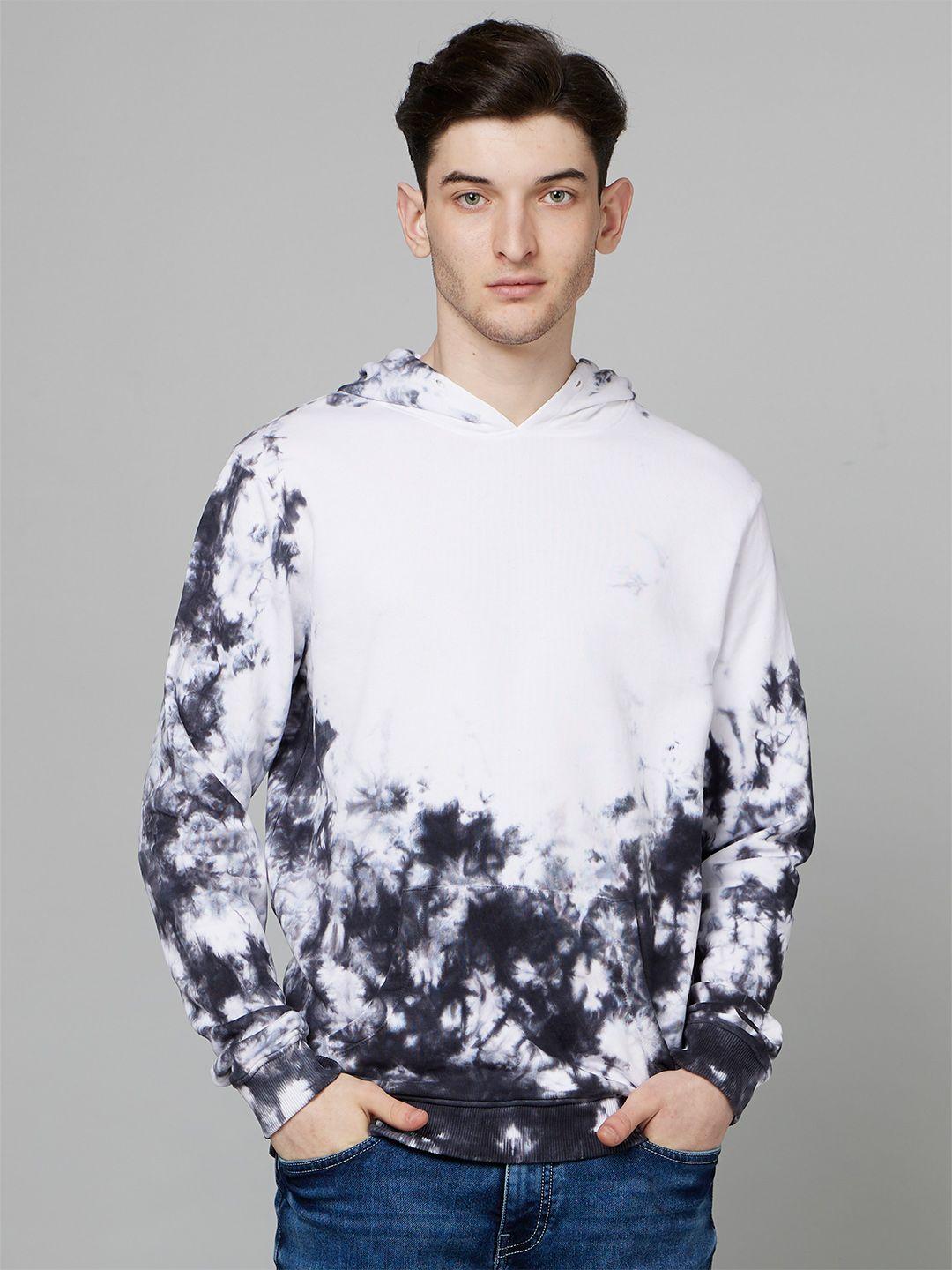 celio abstract printed hooded cotton pullover sweatshirt