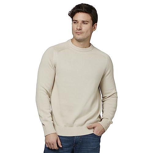 celio basic solid beige long sleeves round neck sweater