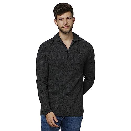 celio basic solid charcoal long sleeves sweater