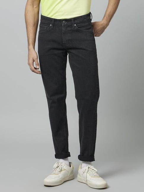 celio black cotton regular fit jeans