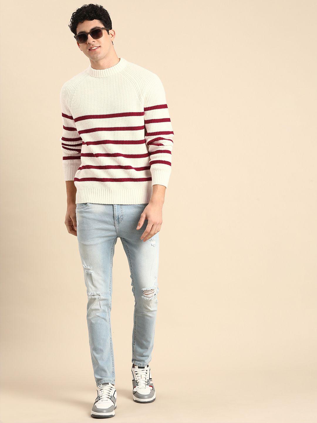 celio cable knitted striped pullover