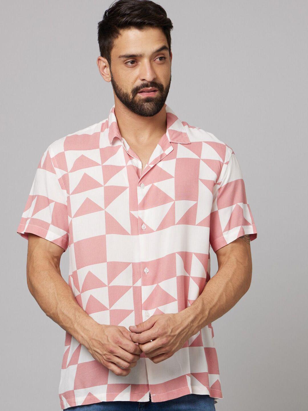 celio classic abstract printed cotton casual shirt