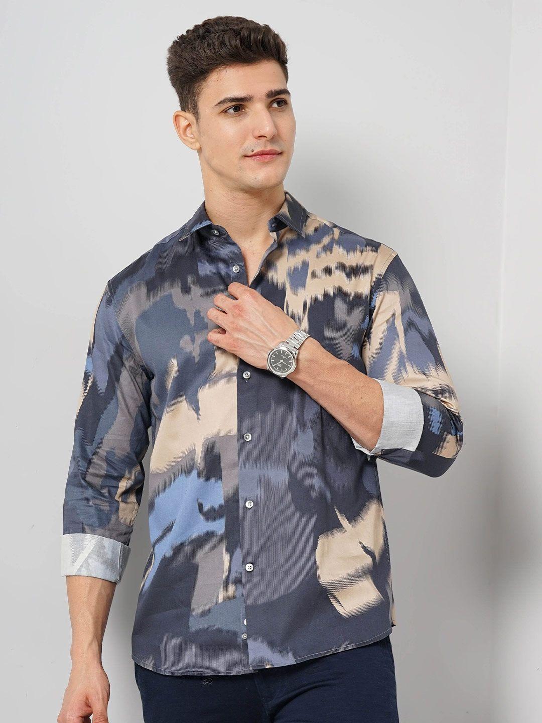 celio classic fit abstract printed cotton casual shirt